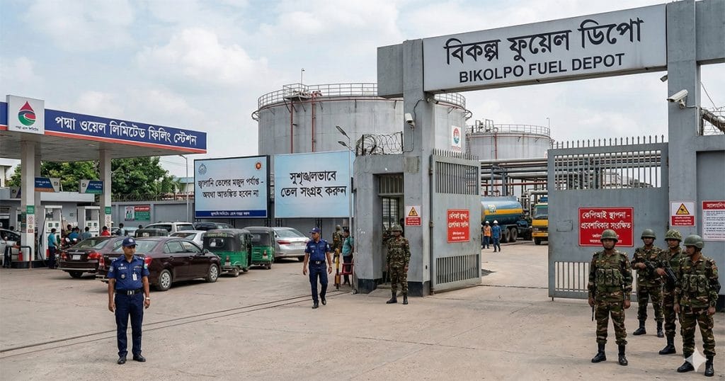 তেল ডিপোতে সেনা মোতায়েন